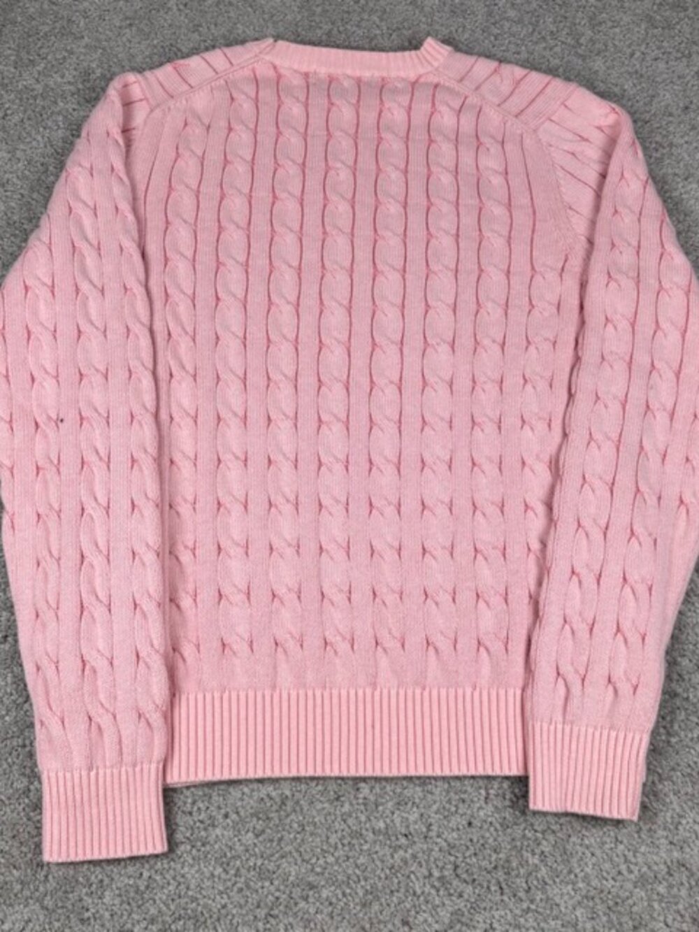 Brooks Brothers Cable Knit Sweater Women’s Large Pink Cotton Crewneck Soft - Picture 9 of 10